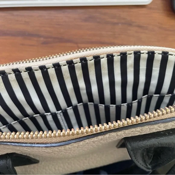 KATE SPADE Two-Tone Black and Grey Leather Medium Handbag with Removable Strap - Picture 11 of 15